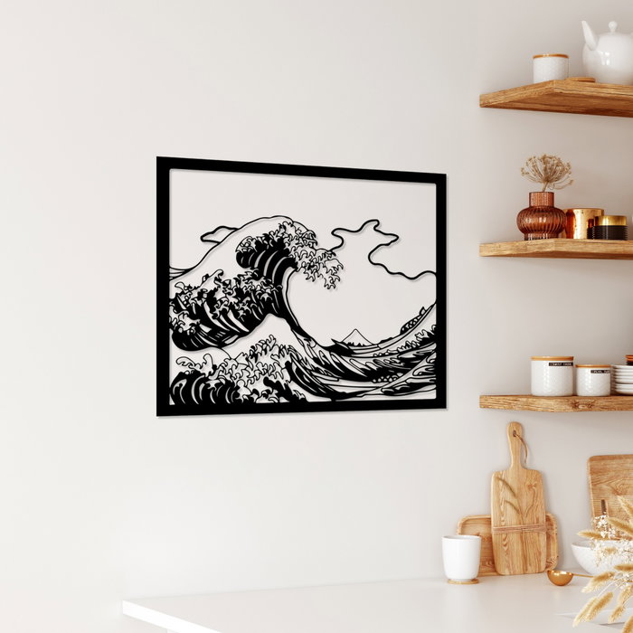 Wallity Hokusai Escultura de Pared de Metal Negra Wallity Hokusai Escultura de Pared de Metal Negra